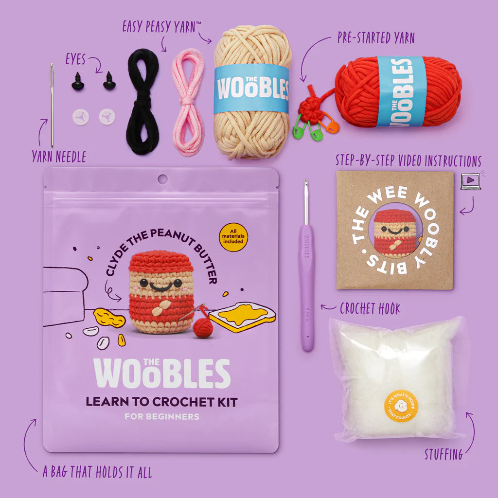 The Woobles Clyde the Peanut Butter Crochet Kit